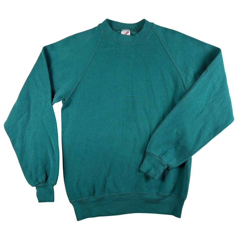Vintage Jerzees Sweatshirt Mens Medium Green Fleece Crewneck Made In USA 90s
